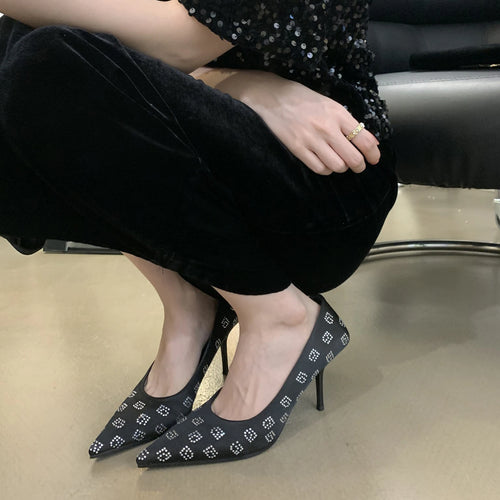 2023 Sexy Silk Shallow Woman Pumps Pointed-Toes Thin Heels Woman Pumps Stilettos Woman Dress Shoes Zapatos De Mujer