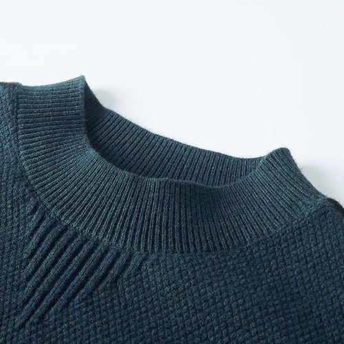 2025 New Winter New Men's Sweater Half Turtle Neck Inverted Triangle Jacquard Sweater Base